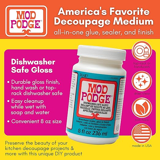 Mod Podge Dishwasher Safe Waterbased Sealer, Decoupage Glue with Gloss Finish, 8 fl oz (Pack of 12),Clear,CS15059B- (Pack of 12)