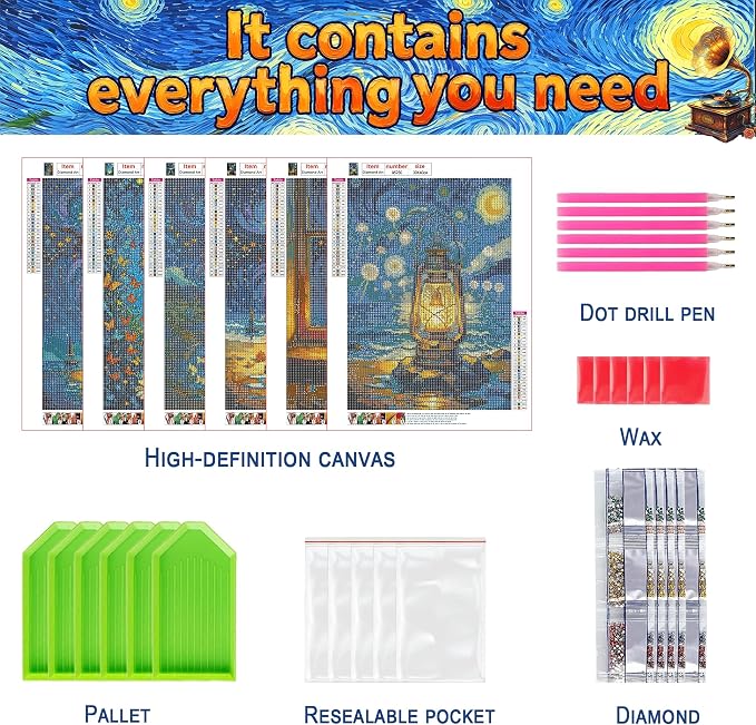 Leatrice 6 Pack Van Gogh Diamond Painting Kits for Adults 11.8x15.7 Inches