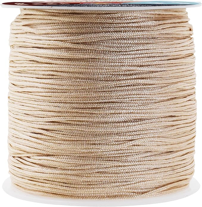 Mandala Crafts 0.8mm Champagne Rattail Nylon Satin Cord for Jewelry Making