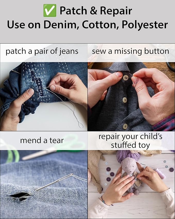 Vellostar Beginner Sewing Kit for Adults and Kids, 22 Threads, Travel Case | Small beginner hand sew kit with sewing supplies, needles, scissors, thimble for home, travel, & emergency clothing repairs