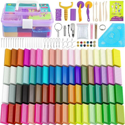 Cyajm 72 Colors Polymer Clay Strips Kit, DIY Jewelry & Home Decor | 72 colors oven bake clay strips, soft and easy to shape. For DIY jewelry, art, home decor. Gift for adults and beginners
