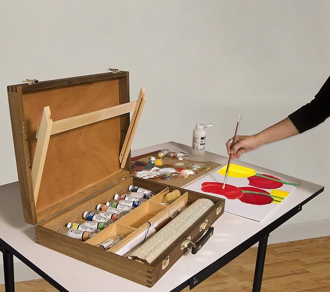 Jerry's Artarama Bob Ross Master Artist Oil Paint Set Includes Wood Art Supply Carrying Storage Case Sketchbox w/Palette