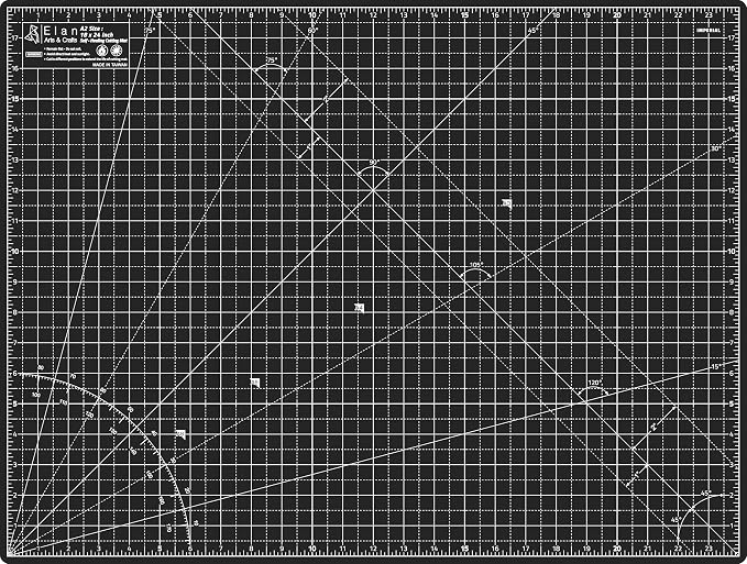 Elan Cutting Mat A2 Black & Taupe, Self Healing Cutting Mat 18x24 Inch, 5-Ply Craft Board Black, Hobby Board for Crafts 18x24 Inch
