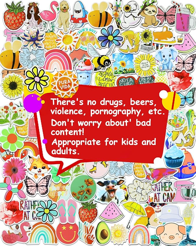 EOAOD 300 Cute Aesthetic Water Bottle Stickers for Kids, Waterproof Vinyl | Perfect for Classroom Prizes and Rewards, Laptops, Skateboards, Notebooks and Crafts, Ideal for Kids, Teens and Students