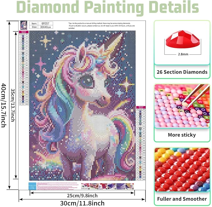 Mandun Unicorn Diamond Painting Kits for Adults, Diamond Art Kits, 12x16 in