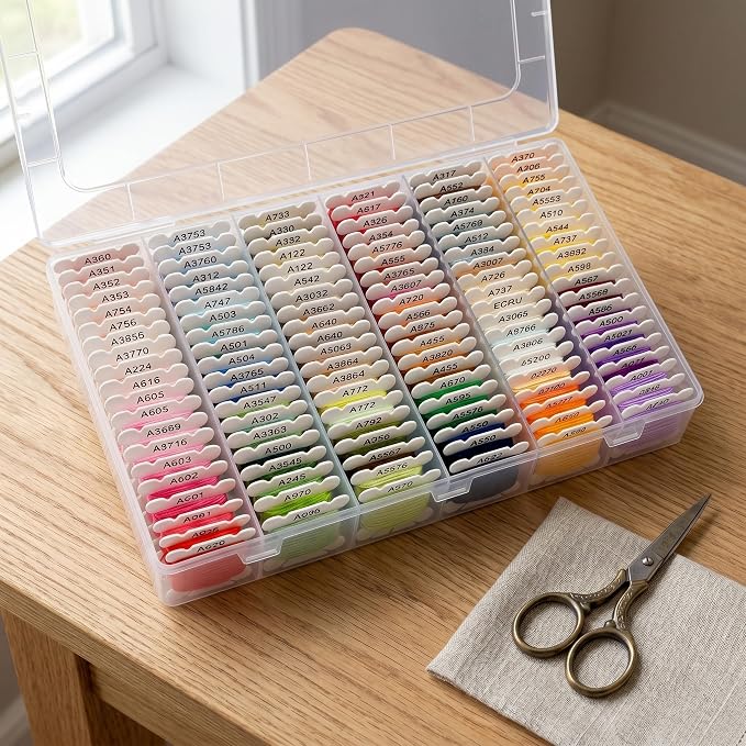 Huacan Embroidery Floss with Storage Box - 120 Colors Stitching Threads Sewing Kits DIY Cross Stitch Threads Set for Adults Beginner (120 Color)