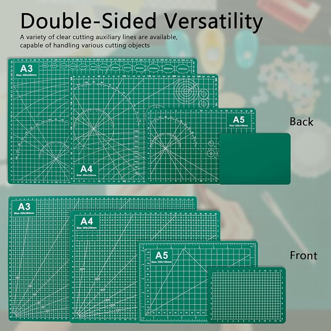 4Pcs 5-Layer Double Sided Cutting Mat Anti-Slip Rotary Cutting Board