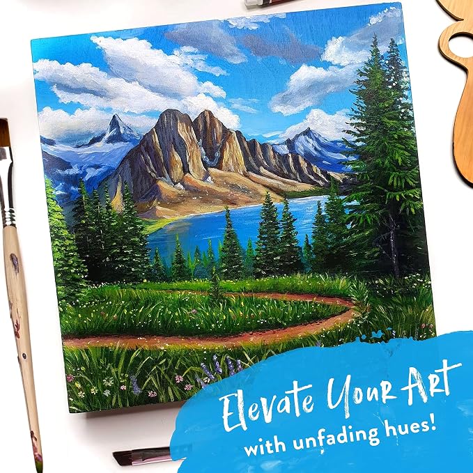 Chalkola 40 Acrylic Paint Set for Adults with 24 Acrylic Paints kit (22ml), 10 Painting Brushes, 5 Canvas for Painting (8x10) & 1 Palette | 10 Painting Brushes, 5 Canvas for Painting (8x10) & 1 Palette - Art Paint Supplies Set for Kids, Beginners, Arti...
