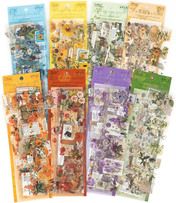 555pcs Vintage Floral Stickers for Journaling & Scrapbooking