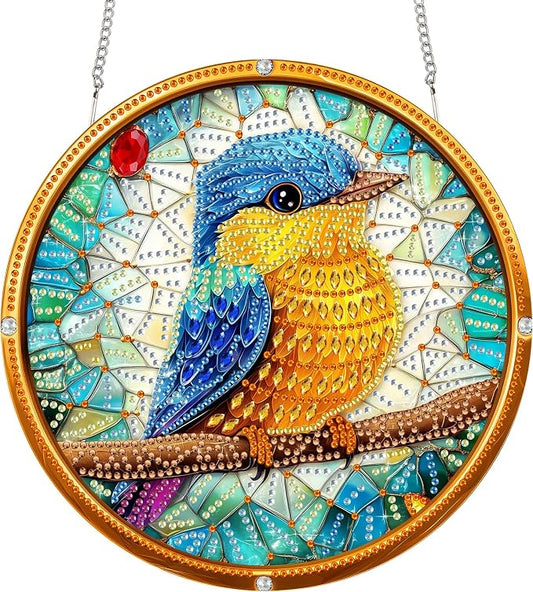 SKRYUIE Bird Hanging Pearl Diamond Art Kits for Adults Suncatcher A17 | Special Shaped Crystal DIY Hanging Diamond Painting Kit, Gift for Mother Spring Summer Window Wreath Decor 7.48 x 7.32 Inch