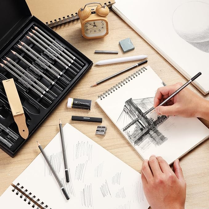Mr. Pen- Drawing Sketching Pencil Set, 25 pcs, Graphite Pencils (10B-6H) | Graphite Sticks, Erasers, Sharpener, Blending Stump & Sandpaper Pad for Drawing, Shading & Art Projects