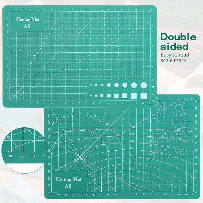 Self Healing Cutting Mat, A5 Rotary Cutting Sewing Mat for Crafts, Double Sided 5-Ply Craft Cutting Board for DIY Art Work Cutting, Hobby, Stencil, Scrapbooking (6"x8")