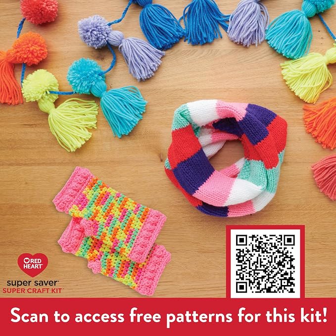 Red Heart Super Craft Kit Brights, Yarn for Crocheting and Knitting