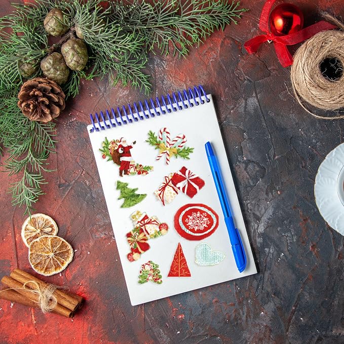 Christmas Pattern Scrapbook Paper, 6 Inch Card Production Supplies, 24 Sheets Single Sided Acid-Free Cardstock Greeting Card, Handmade Gift Journaling Craft Kits (J-style)