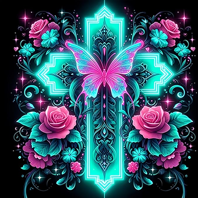 Diamond Art Kits for Adults,Glowing Cross Diamond Painting,13.7X13.7inch