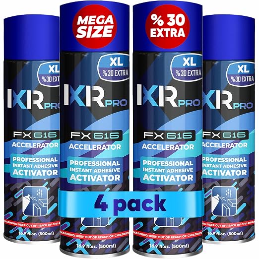 ixirpro Super Glue Accelerator, CA Glue Activator, 4 Pack-16.9 oz