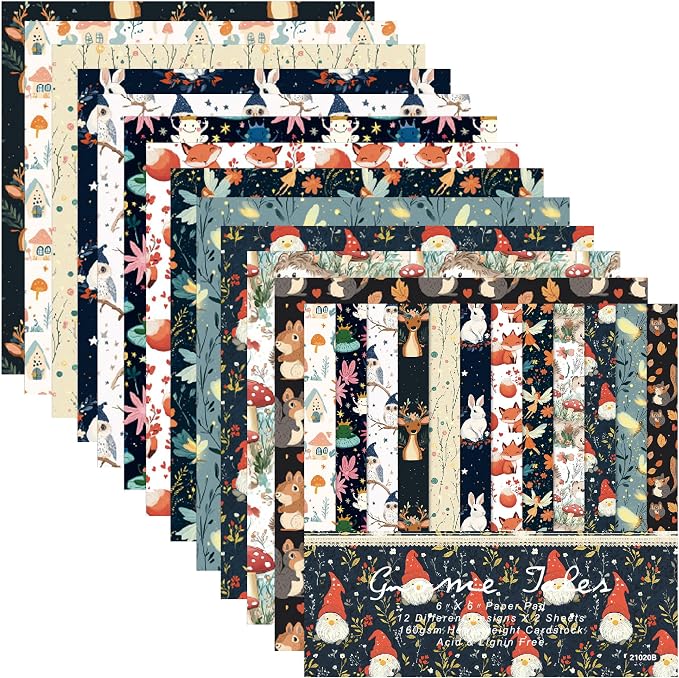 Christmas Pattern Scrapbook Paper, 6 Inch Card Production Supplies, 24 Sheets Single Sided Acid-Free Cardstock Greeting Card, Handmade Gift Journaling Craft Kits (N-style)
