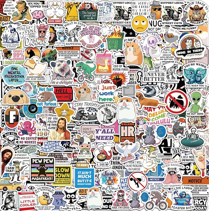 300 Pcs Funny Stickers for Adults, Waterproof Water Bottle Sticker Pack