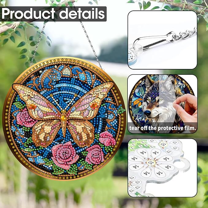 SKRYUIE Butterfly Hanging Pearl Diamond Art Kits for Adults Suncatcher A55