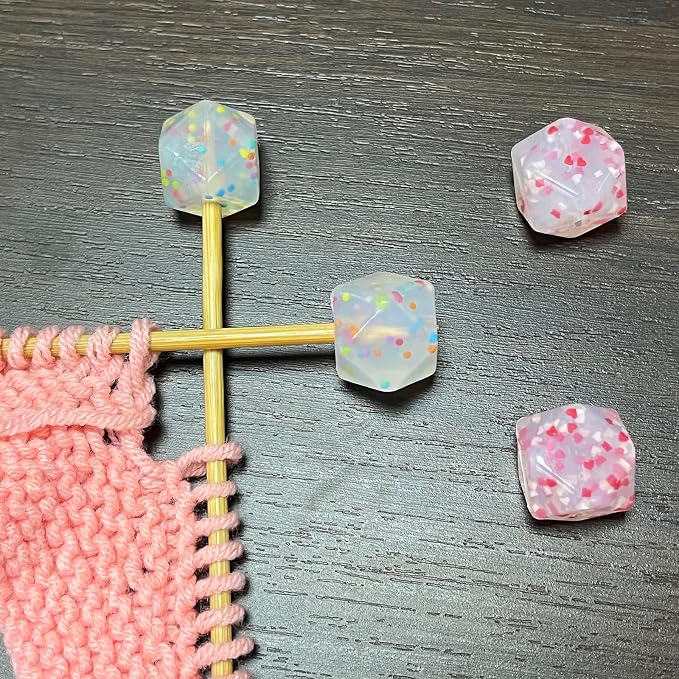 SPANSEE Hexagon Knitting Needle Holders - 4 Pcs, Size 3-13 (3.25mm-9mm), End Caps, Stitch Stoppers, Point Protectors