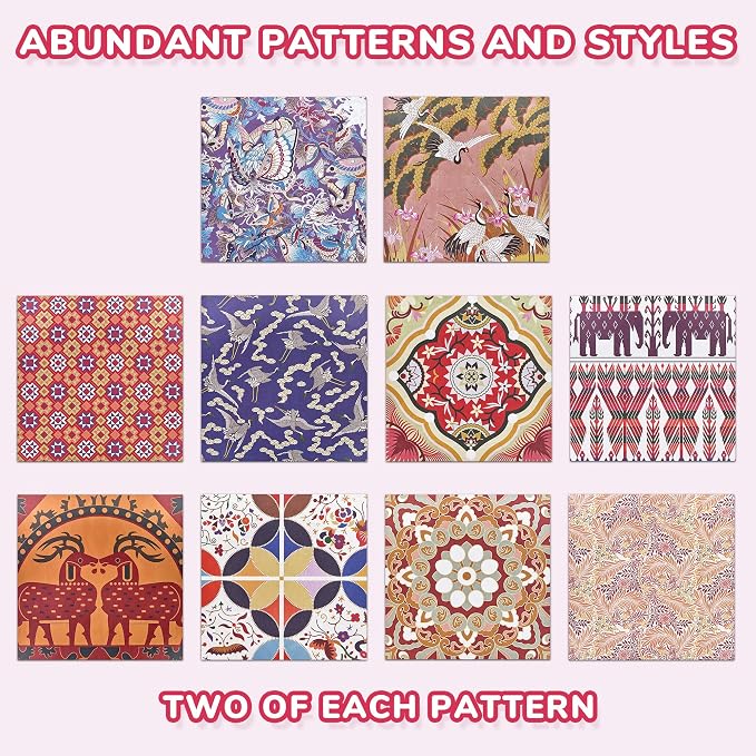JoyCat Ethnic Patterned Origami Paper, 50 Double-Sided Sheets, 6x6 Inch | Double-sided traditional cultural patterns add global color and detail to origami, scrapbooking, cards and decorative crafts.