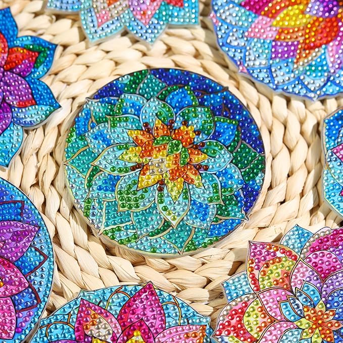 Baipisan 8 PCS National Park Diamond Art Coasters Kits, Diamond Painting Coasters with Holder Set of 8, DIY Drink Art Crafts Supplies for Adults Cup Mat House Warming Gifts Non-Slip 3.9inch
