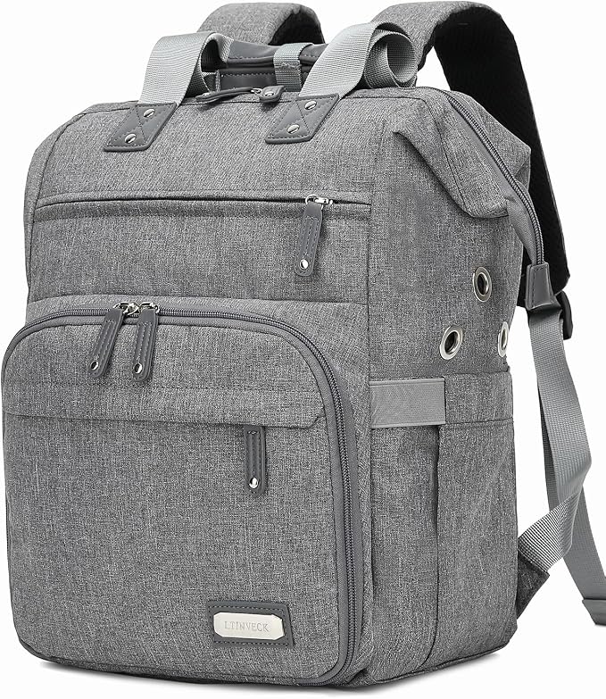 Knitting Bag Backpack Yarn Storage Organizer Travel Bag with USB Charging Port, Large Tote Bag Holder Case for Knitting Needles, Crochet Hooks, Accessories, Grey