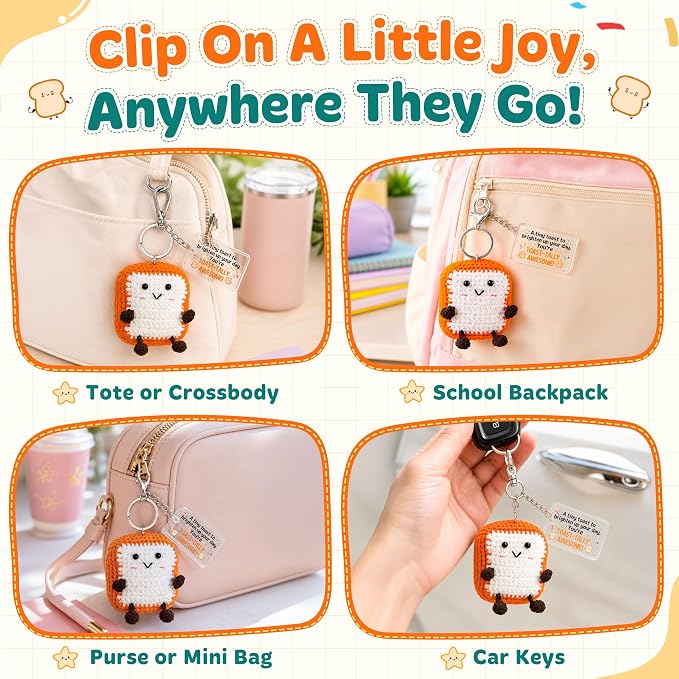 OASSIE Back to School Gifts for Students - Positive Crochet Keychain