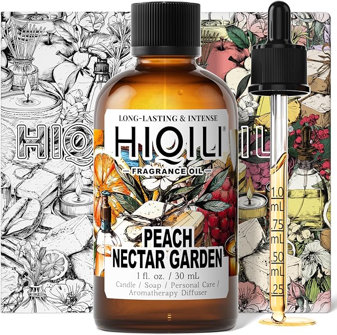 HIQILI Peach Nectar Garden Fragrance Oil for Diffuser, Candle & Soap Making