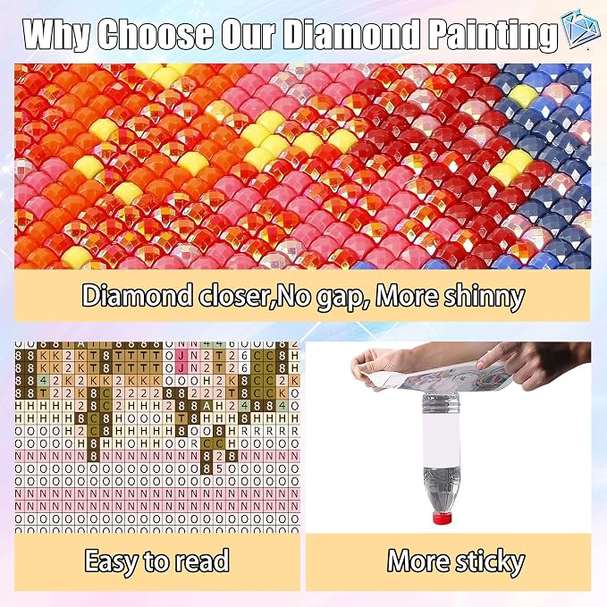 Ausanrl Bookshop Square Diamond Painting Kits - Square Drill Diamond Paintings Bookstore,Square Diamond Art,DIY Gem Painting for Adults and Crafts for Gifts and Home Wall Decor 12x16inch