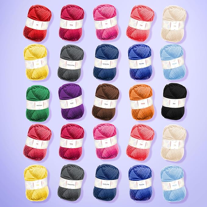Hearth & Harbor Crochet Kit 80 Piece with 2500 Yards Assorted Yarn Kit, Ergonomic Hooks, Crocheting Instruction, Knitting & Crochet Supplies - Beginner Crochet Kits for Adults, Ideal for Amigurumi