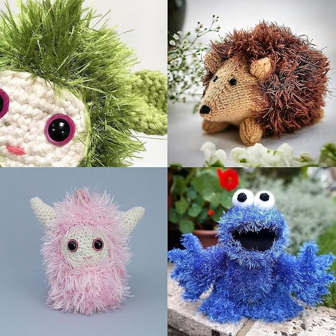 Eyelash Fun Fur Yarn Premium 100% Polyester 164 Yds (150 Mt), 3.53 Oz (100 Gr) Colorful Crochet Yarn Dıy Hand Knitting. (Neon Green, 1 Skein)