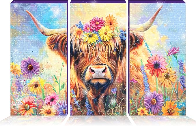 ArtSkills Diamond Painting Kit Framed Canvas Diamond Art - Highland Cow