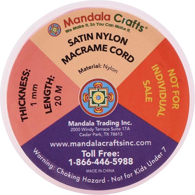 Mandala Crafts 1mm 10 Assorted Rattail Nylon Satin Cord for Jewelry Making