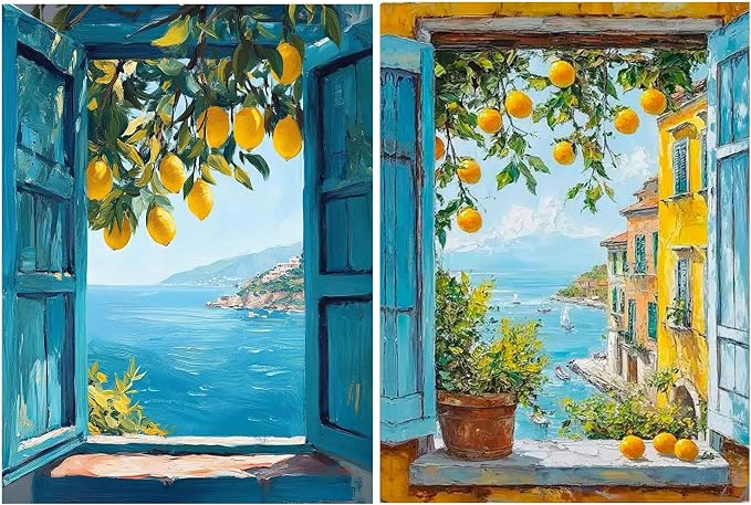 Amaieuin 2 Pack Lemon Landscape Diamond Art for Adults Beginners 12x16in