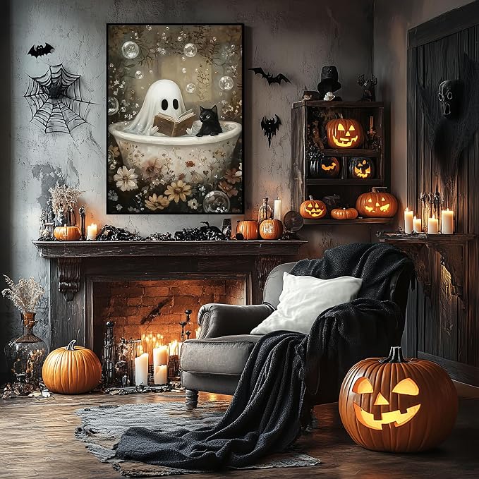 Ausanrl Halloween Paint by Numbers with Frame Wooden Easel - Paint by Number Adult, Halloween Frame Paint by Numbers,Gifts and Home Wall Decor 12x16inch