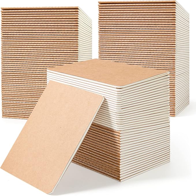 feela 170 Pack Blank Kraft Notebooks, Unlined Sketchbook Mini Cute Note Pad for Drawing Writing, Journal Bulk For Kids Students Office School Supplies, A6, 48 Pages, 4.25” X 5.5”, Brown