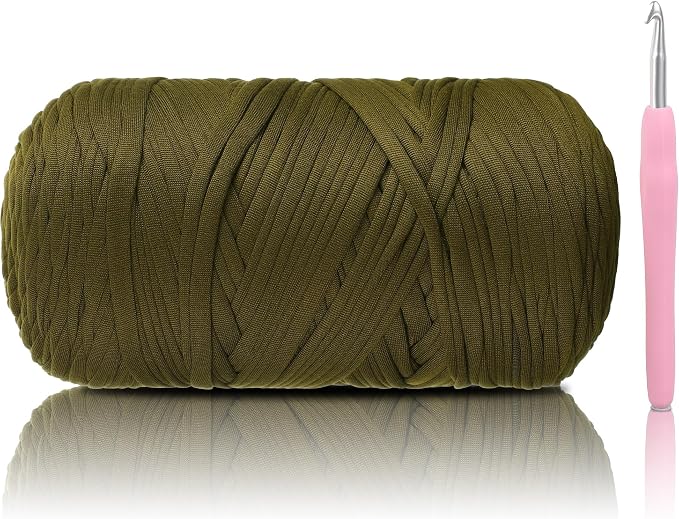 2 Pack T-Shirt Yarn - Together 800g/236 Yards Elastic Fabric Crochet Cloth T-Shirt Yarn, Thick Hand Knitting Yarns for Crocheting Bags/Rugs/Baskets/Craft Project (Modern, 1-Brown)