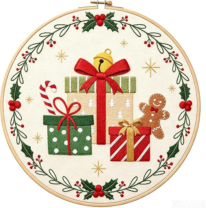 Nuberlic 3 Pack Christmas Embroidery Kit for Beginners