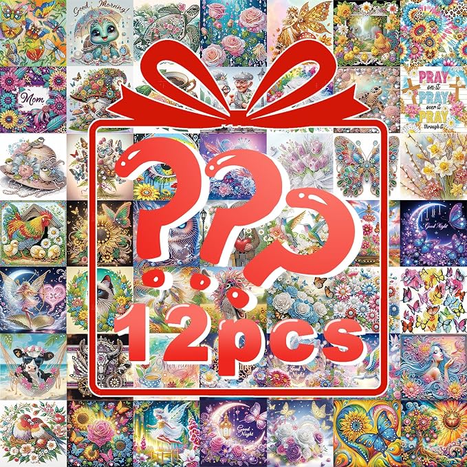 AiYuanzsh 12 Pack Special Shaped Diamond Painting Kits for Adults, DIY Diamond Art Kits with Rhinestones, Assorted Pattern Diamond Painting Crafts for Beginners