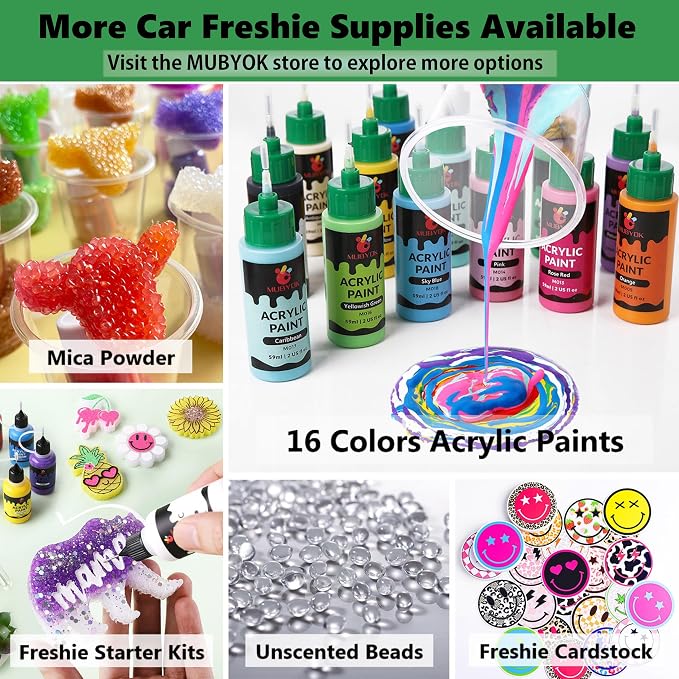MUBYOK 2oz Black Matte Acrylic Paint Set for Car Freshie Painting, Drawing and DIY Arts & Crafts Supplies for Adults(Pack of 6)