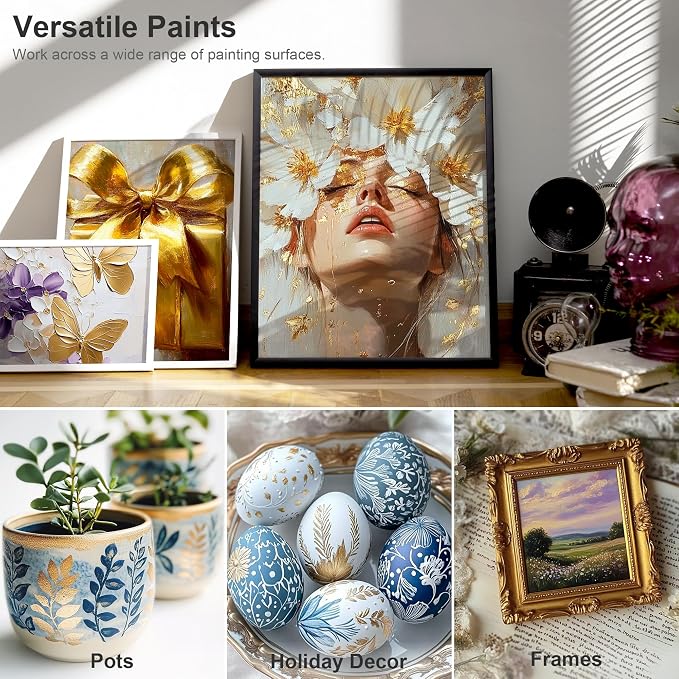 AUREUO Pearl Gold Acrylic Paint, 4 Fl Oz / 120ml Single Tube, Rich Pigment Metallic Craft Paints for Canvas, Rocks, Wood, Ceramic, Fabric