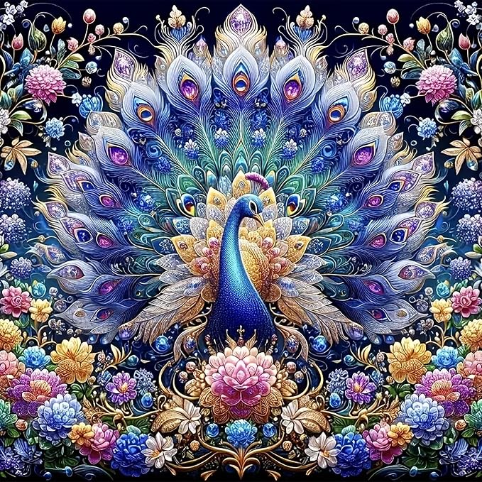 Diamond Art Kits for Adults Colorful Peacock Diamond Painting Kit 16x16in | 5D Peacock Diamond Art Painting Kit for Adult, DIY Full Round Drill Gem Art Diamond Dots Kits for Home Wall Decor Gift
