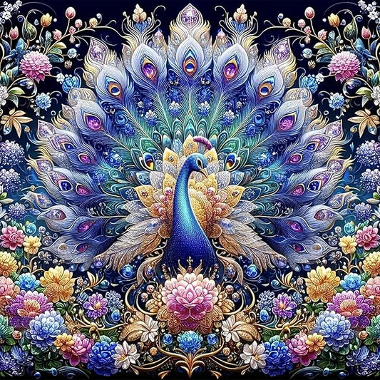 Square Drill Diamond Painting Peacock Diamond Art Square Drills 16x16in | 5D Square Diamond Painting Kits for Adults, Colorful Peacock Diamond Art Square Gems DIY Kits for Home Wall Decor Gifts