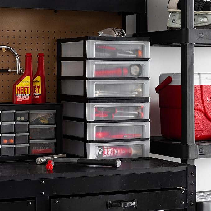 IRIS USA 2-Pack, 3-Drawer Medium Plastic Stacking Desktop Organizer, Black