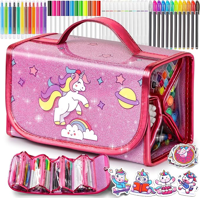 beefunni 68PCS Washable Markers Set for Kids 4-8, with Unicorn Case