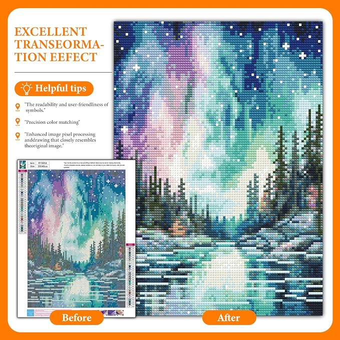 Diamond Art Kits for Adults, Aurora DIY 5D Diamond Painting for Beginners | 12x16 Inch, Full Drill Round Dots, Fantastic Landscapes Gem Art Craft Kits, Home Decor, Stress Relief Relaxing Hobby Gift