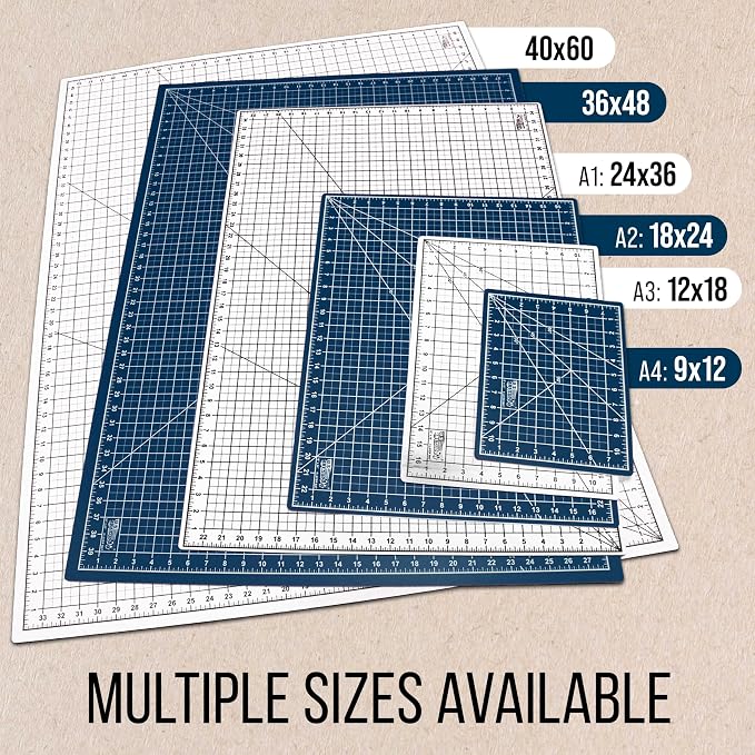 U.S. Art Supply 9"x12" Self-Healing Cutting Mat 5-Ply White/Blue | Double-Sided White/Blue Craft Mat, Non-Slip Cutting Mats for Crafts, Sewing, Quilting, Scrapbooking