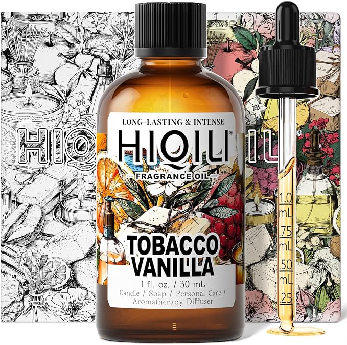 HIQILI Tobacco Vanilla Fragrance Oil for Diffuser, Inspired by T.Ford Tobacco Vanille, DIY Soap, Candle, Perfume Making, Long Lasting Rich & Spicy Scents - 1.0 Fl Oz(Pack of 1)