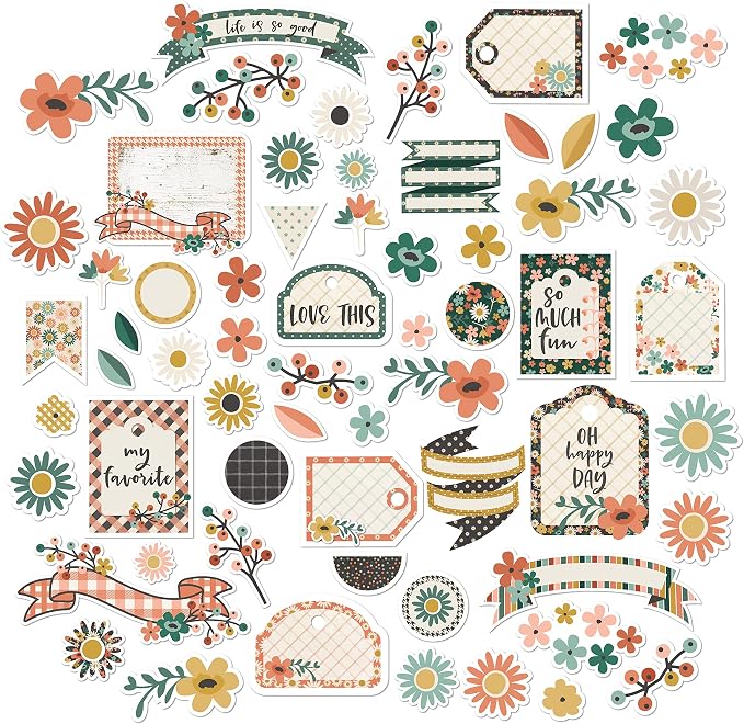 Paper Die Cuts – Florals – Floral Scrapbook Ephemera - for Watercolor Florals & Fall Autumn Crafts – 60+ Cardstock Die Cuts for Scrapbooking, Journaling, and Crafts - by Miss Kate Cuttables